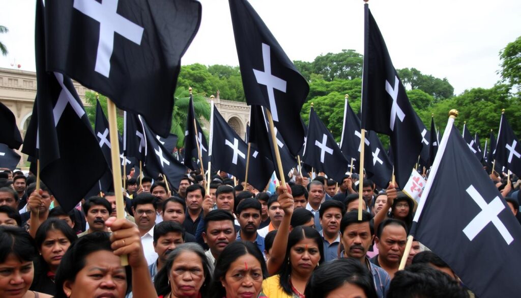 With black flags, Sri Lanka Christians protest bombing probe